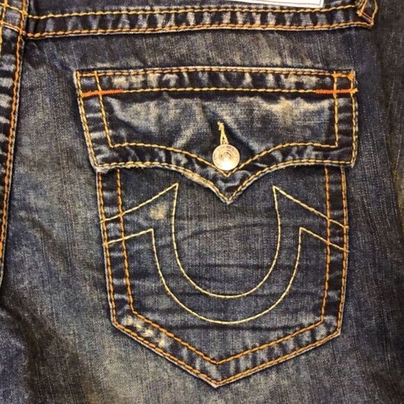 TRUE RELIGION Men’s Boot Cut Button Pockets Denim Jeans 38x33 NWT - Picture 8 of 12